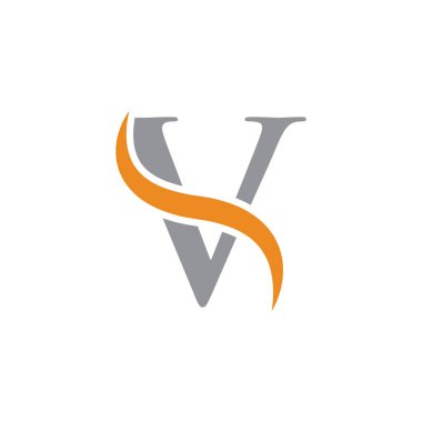 İlk harf logolu swoosh turuncu gri