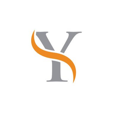 İlk harf logolu swoosh turuncu gri