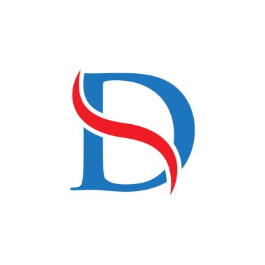 İlk harf logolu swoosh kırmızı mavi