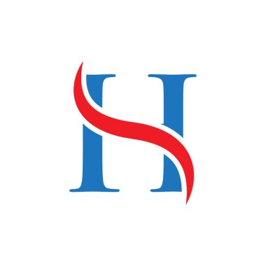 İlk harf logolu swoosh kırmızı mavi