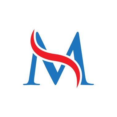 İlk harf logolu swoosh kırmızı mavi