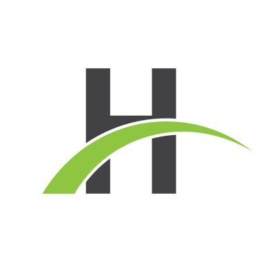 İlk harf logolu swoosh yeşil siyah