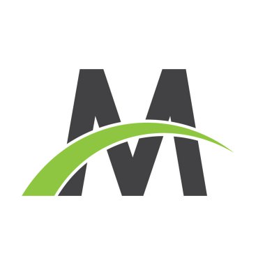 İlk harf logolu swoosh yeşil siyah