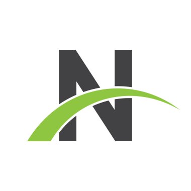 İlk harf logolu swoosh yeşil siyah