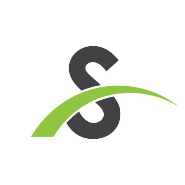 İlk harf logolu swoosh yeşil siyah