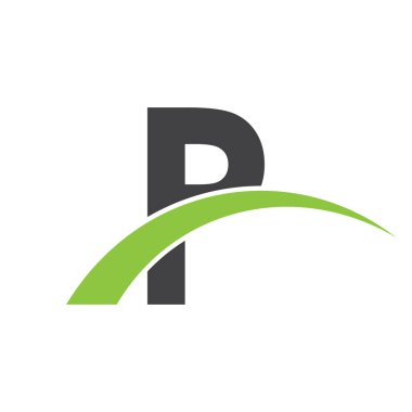 İlk harf logolu swoosh yeşil siyah