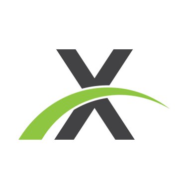 İlk harf logolu swoosh yeşil siyah