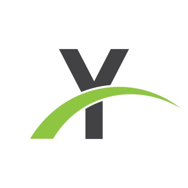 İlk harf logolu swoosh yeşil siyah