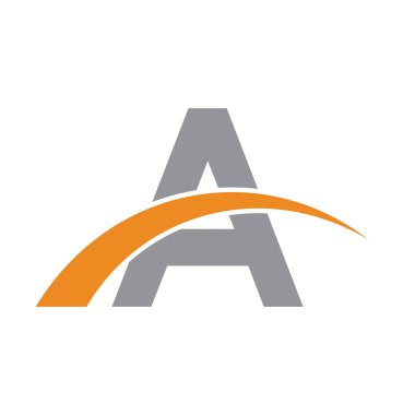 İlk harf logolu swoosh turuncu gri