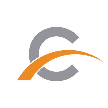 İlk harf logolu swoosh turuncu gri