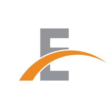 İlk harf logolu swoosh turuncu gri