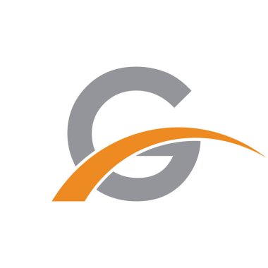 İlk harf logolu swoosh turuncu gri