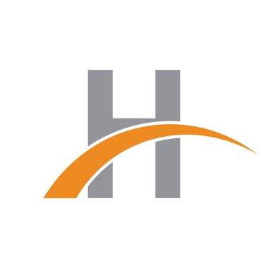 İlk harf logolu swoosh turuncu gri