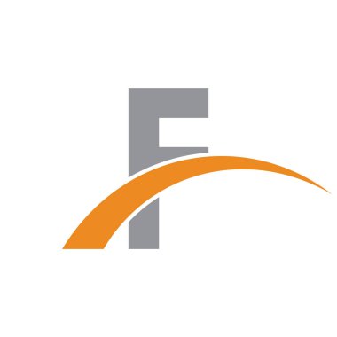 İlk harf logolu swoosh turuncu gri