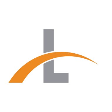 İlk harf logolu swoosh turuncu gri