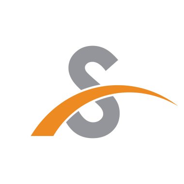 İlk harf logolu swoosh turuncu gri