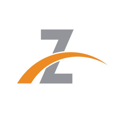 İlk harf logolu swoosh turuncu gri