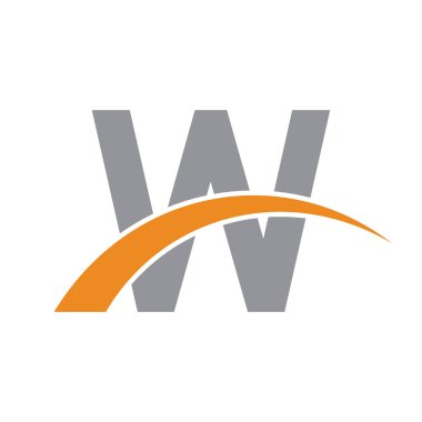 İlk harf logolu swoosh turuncu gri