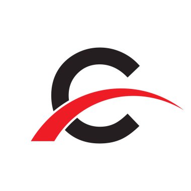 İlk harf swoosh logo kırmızı siyah renk