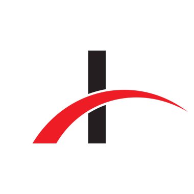 İlk harf swoosh logo kırmızı siyah renk