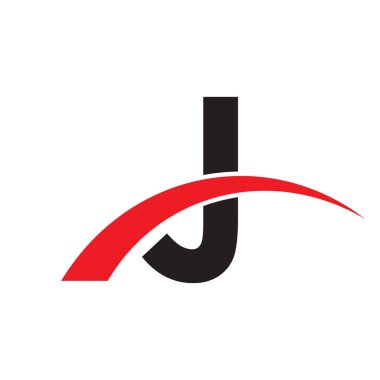 İlk harf swoosh logo kırmızı siyah renk