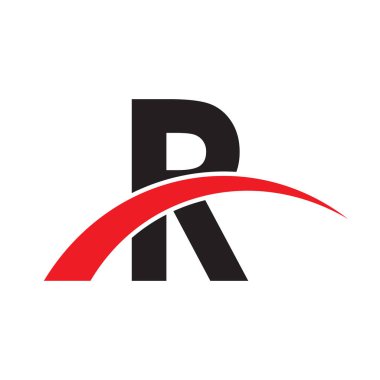 İlk harf swoosh logo kırmızı siyah renk