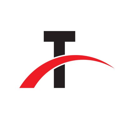 İlk harf swoosh logo kırmızı siyah renk