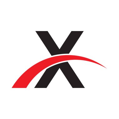 İlk harf swoosh logo kırmızı siyah renk