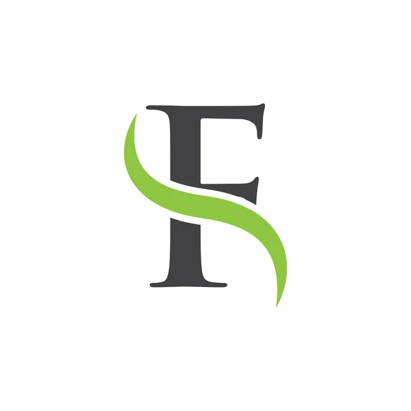 Eredeti levél logó swoosh zöld fekete — Stock Vector