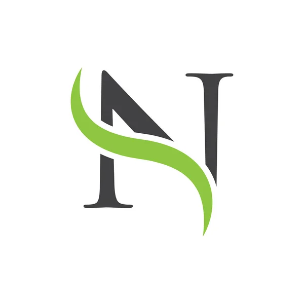 Начальная буква логотип с swoosh зеленый черный — стоковый вектор