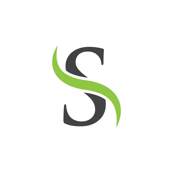 Начальная буква логотип с swoosh зеленый черный — стоковый вектор