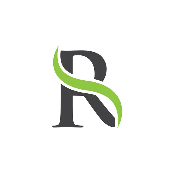 Eerste brief logo met swoosh groen zwart — Stockvector