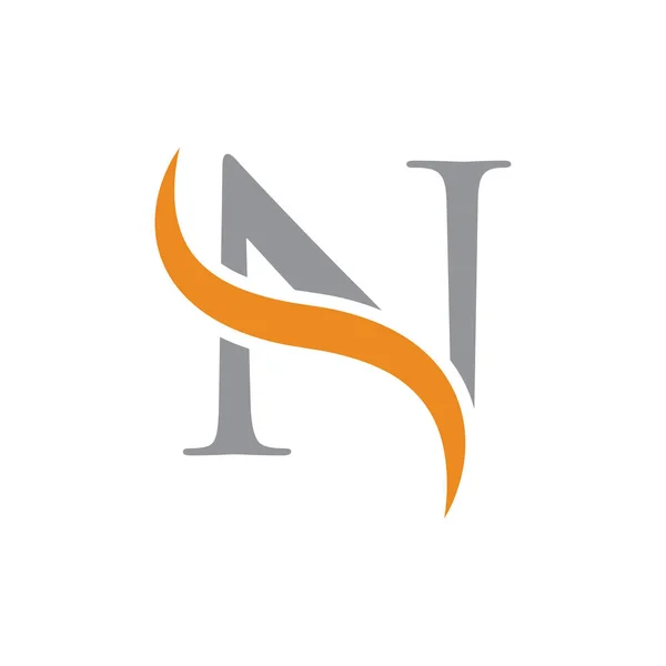 Logotipo inicial de la letra con swoosh gris naranja — Vector de stock