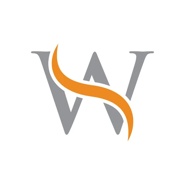 Initial letter logo with swoosh grey orange — Stock Vector