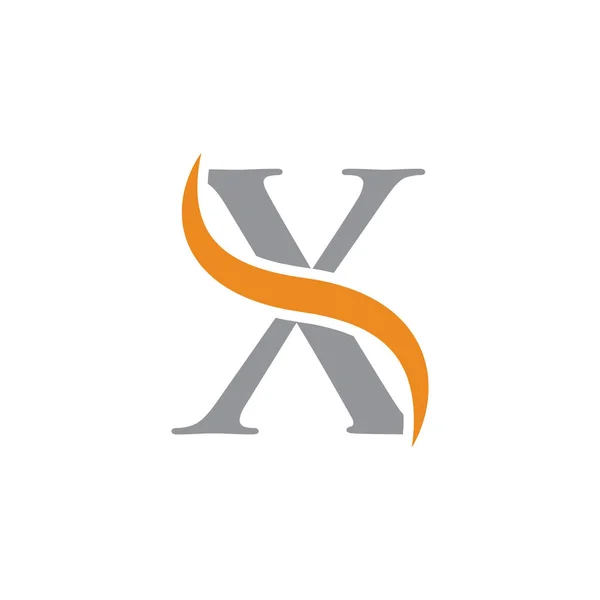 Initial letter logo with swoosh grey orange — Stock Vector