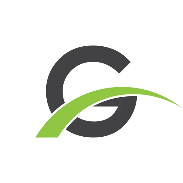 Eerste brief logo met swoosh groen zwart — Stockvector