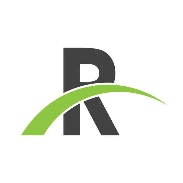 Logotipo inicial de la letra con swoosh verde negro — Vector de stock