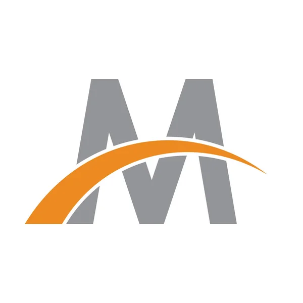 Logotipo carta inicial com laranja cinza swoosh — Vetor de Stock