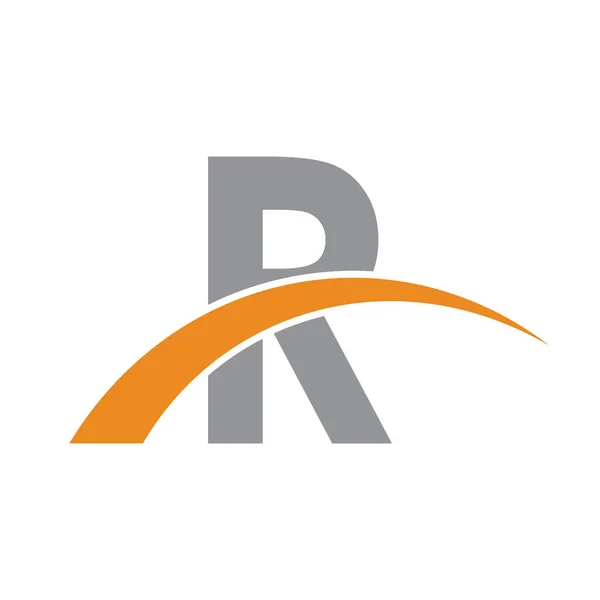 Logotipo inicial de la letra con swoosh gris naranja — Vector de stock