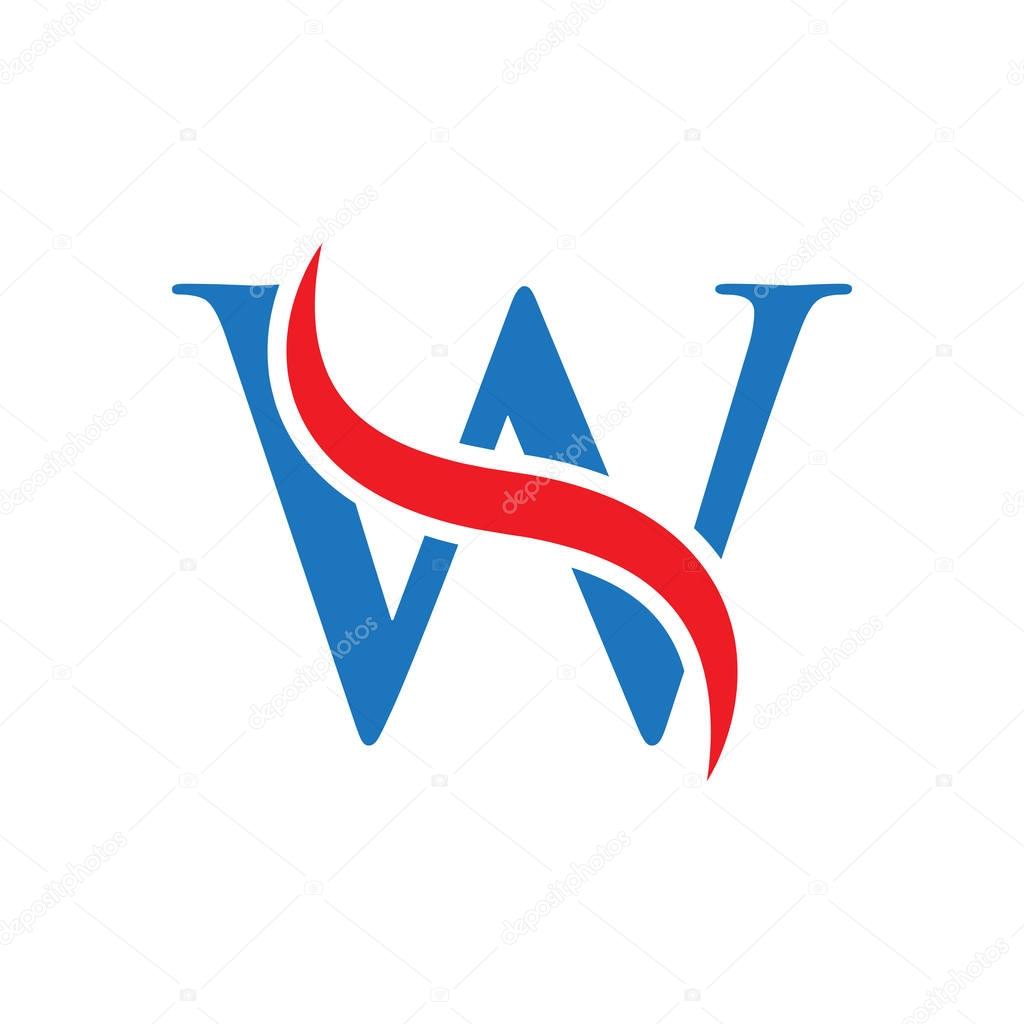Simple initial letter logo with swoosh red blue