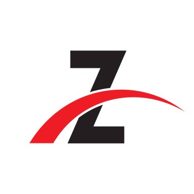 İlk harf swoosh logo kırmızı siyah renk