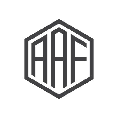 üç harfli baş harfleri altıgen logo siyah