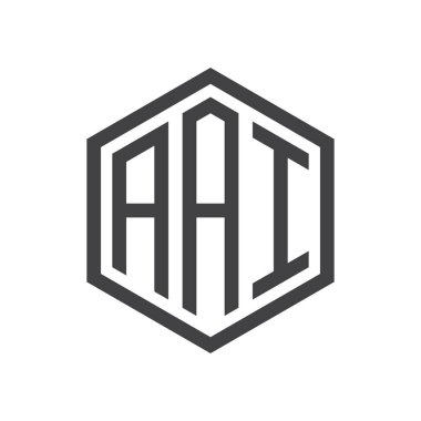 üç harfli baş harfleri altıgen logo siyah