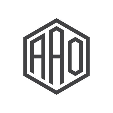 üç harfli baş harfleri altıgen logo siyah