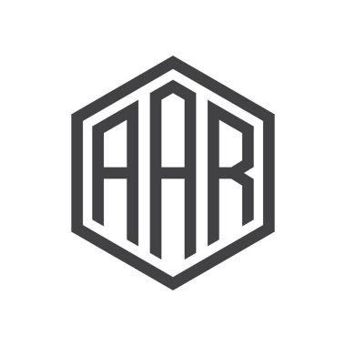 üç harfli baş harfleri altıgen logo siyah