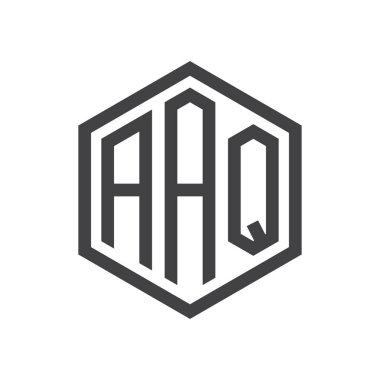 üç harfli baş harfleri altıgen logo siyah