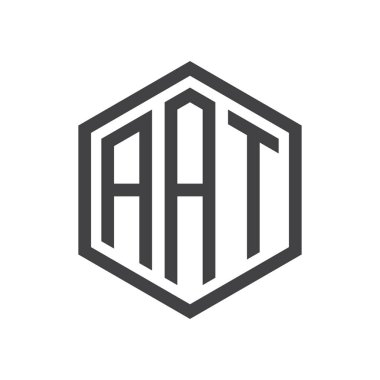 üç harfli baş harfleri altıgen logo siyah