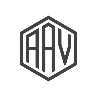 üç harfli baş harfleri altıgen logo siyah