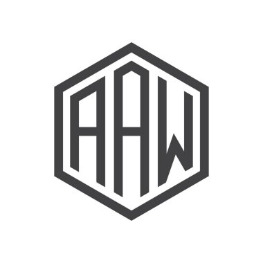 üç harfli baş harfleri altıgen logo siyah