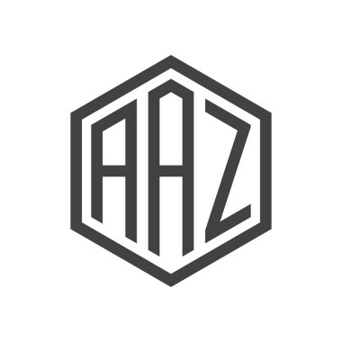 üç harfli baş harfleri altıgen logo siyah